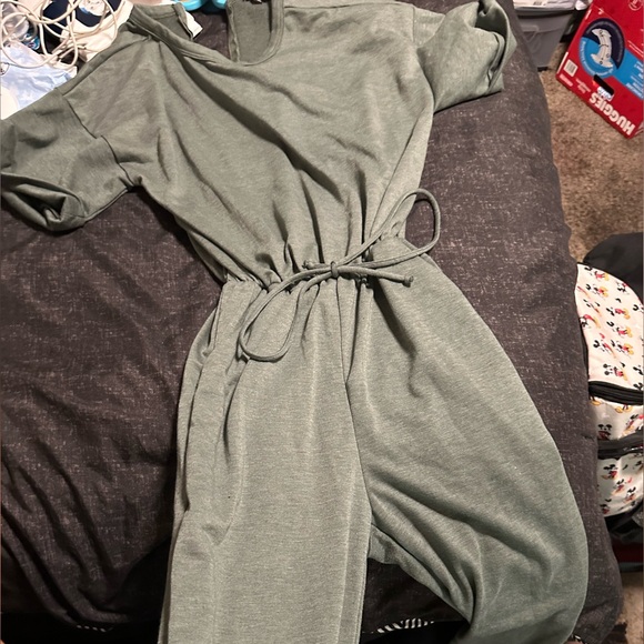 Fashion Nova Pants - Fashion Nova Green Jumpsuit with Tie Waist